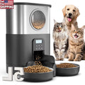 5L Automatic Cat Feeder with Voice Recording Dual Power Mode 2 Stainless Steel Bowls Pet Food Dispenser Multiple Pets