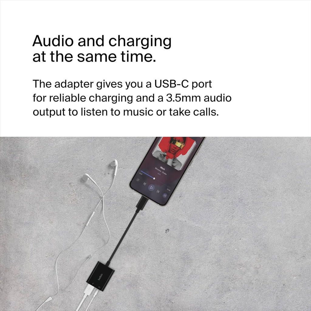 Rockstar™ 3.5Mm Audio with USB-C Charge Adaptor Included, USB-C Audio Adaptor Compatible with Ipad Pro, Galaxy, Note, Google Pixel, LG G6, Sony Xperia, Oneplus and More - Black