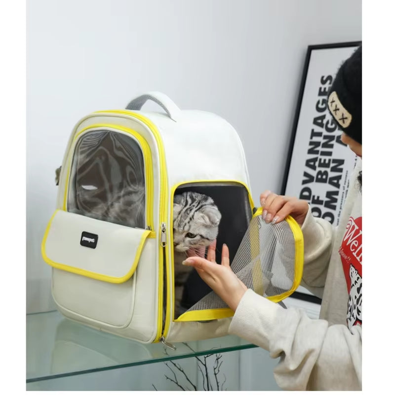 Large Capacity Breathable Mesh Portable Foldable Pet Carrier Backpack for Dog and Cat Outdoor Travel Camping Hiking Supplies